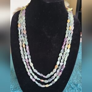 Triple Strand Fluorite Beaded Necklace